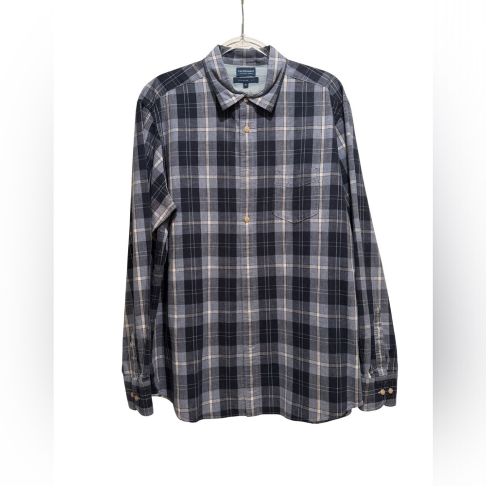 Faconnable Blue and White Casual Button Down Shirt